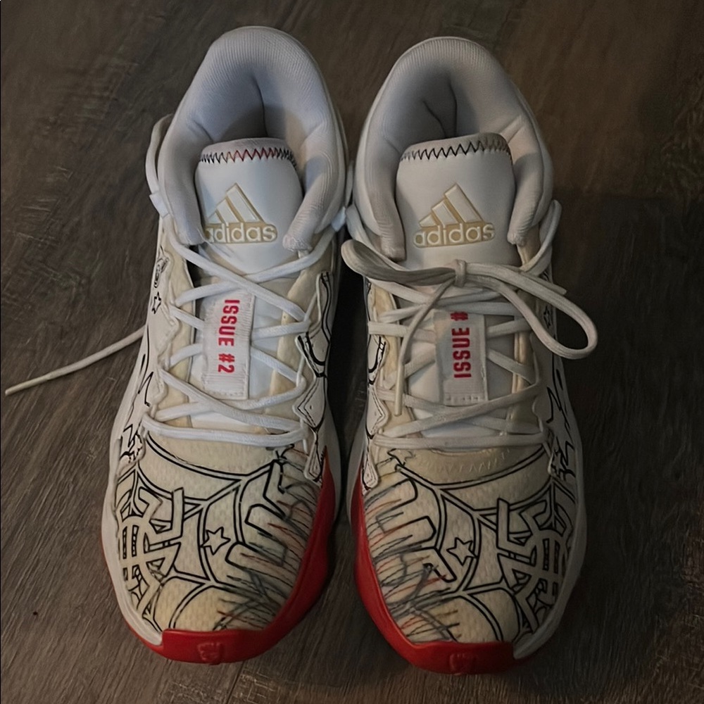 adidas Kids White & Red Basketball Shoes - Issue #2